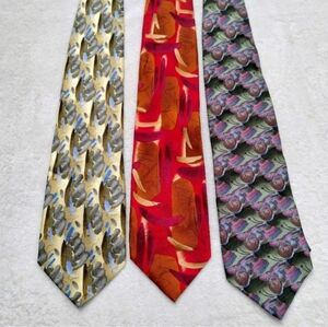 Jerry Garcia Silk Ties Lot Of 3 Vintage 90s Floral Grateful Dead Men's Abstract